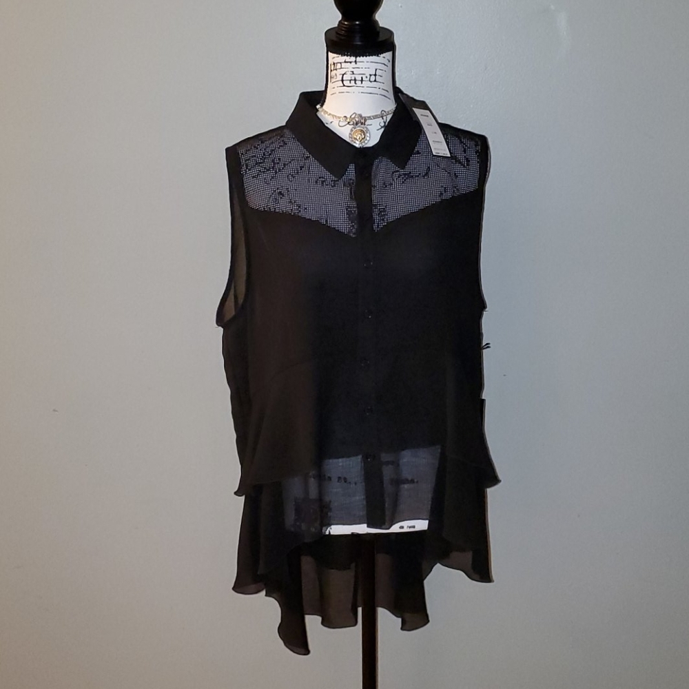 MaxSport Ruffle Hem Sleeveless Hi‐Low Tunic